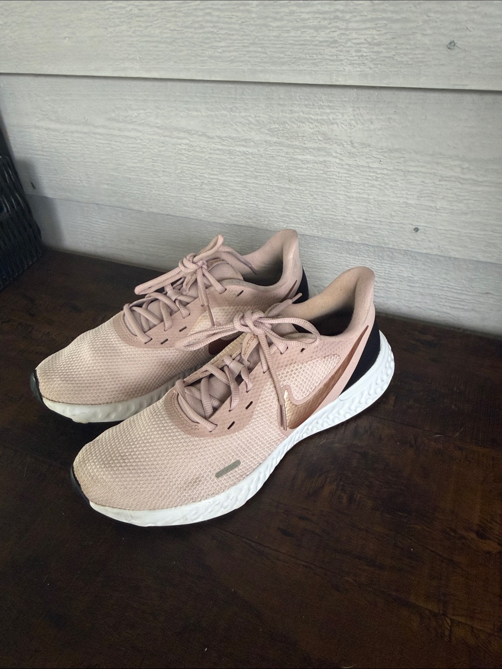 Nike Women's Pink React Foam Running Shoes with Metallic Swoosh